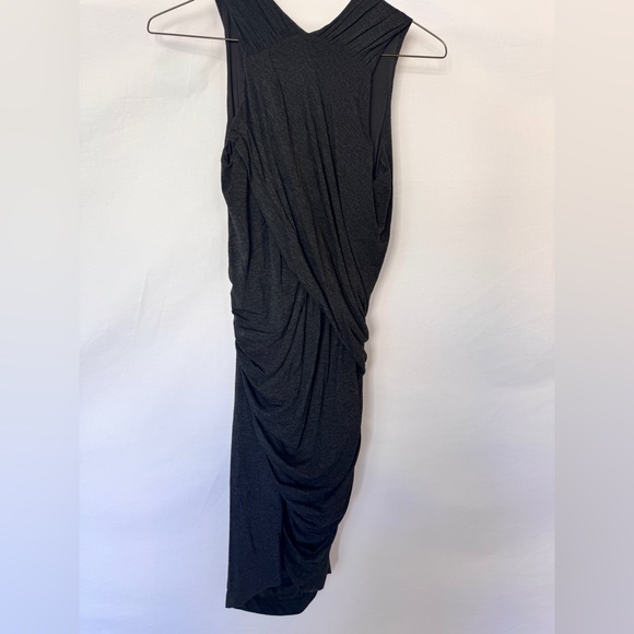 donna karan grey dress Charcoal Grey Sheer and Sequin Cocktail Dress